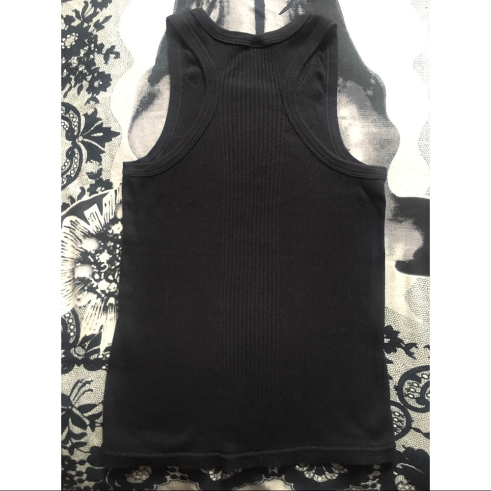 Basic %100 Cotton Black Ribbed Razor Back Tang Top - Picture 4 of 4